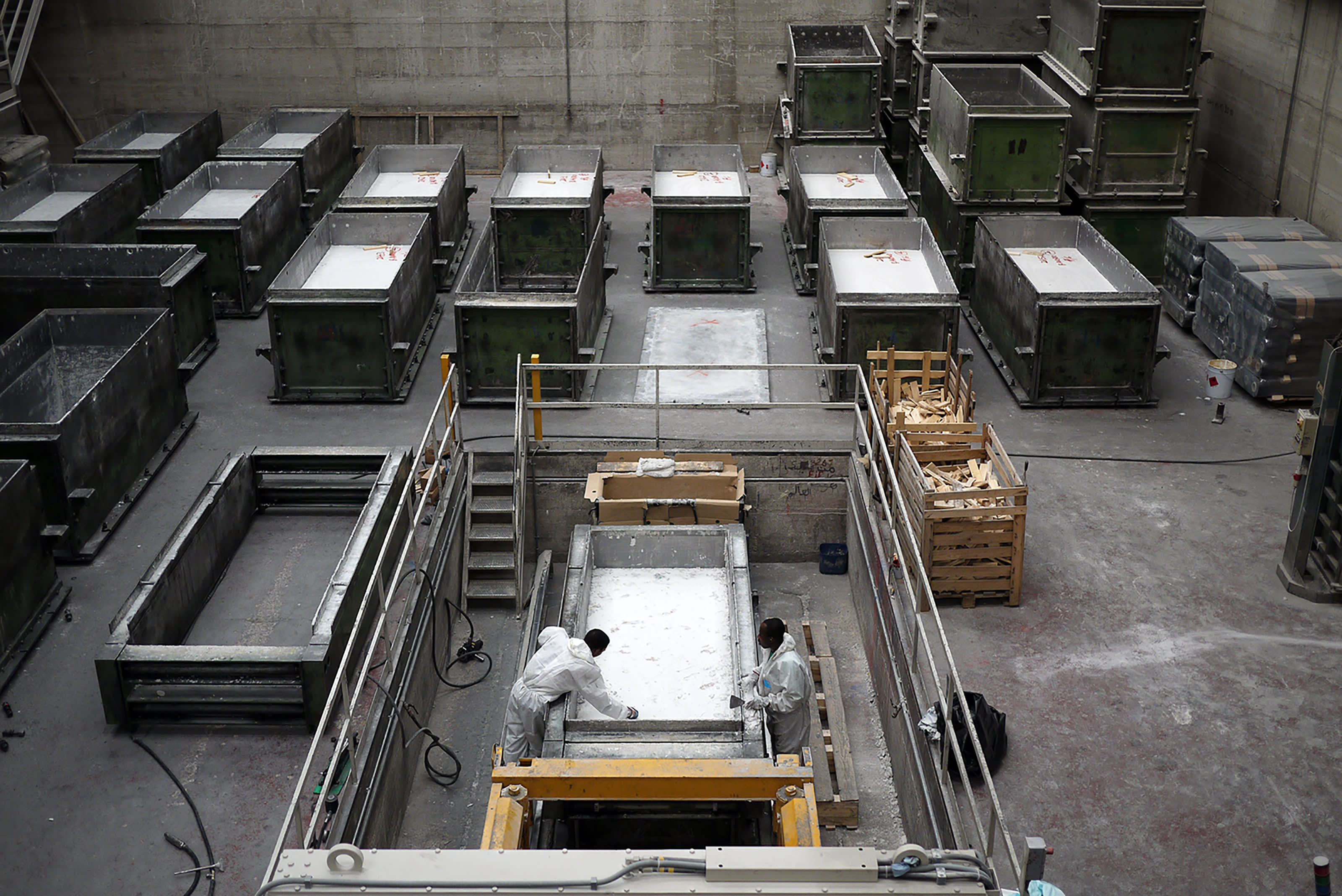 Marmoreal being cast into blocks.