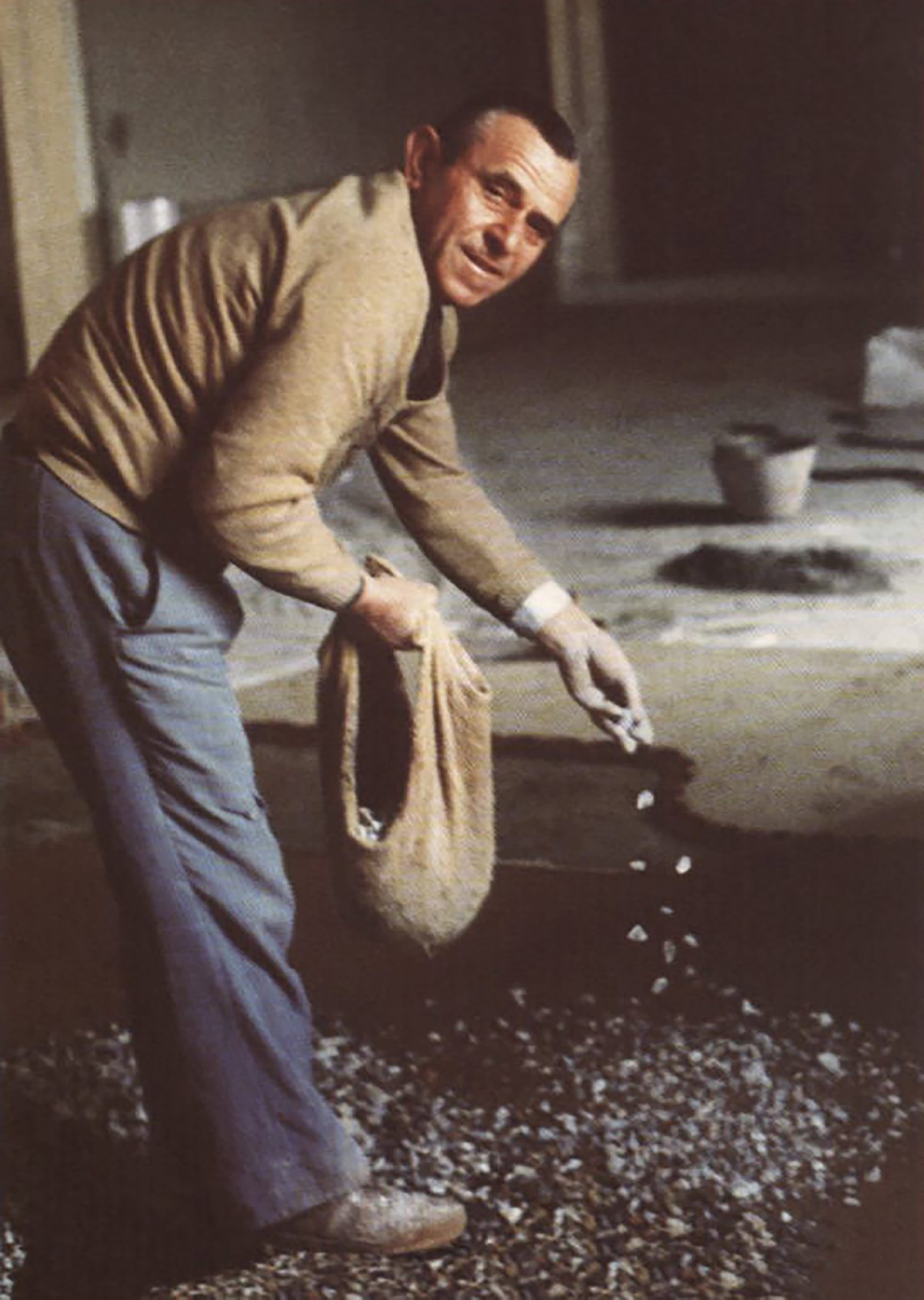 Archive image of early twentieth-century terrazzo making.