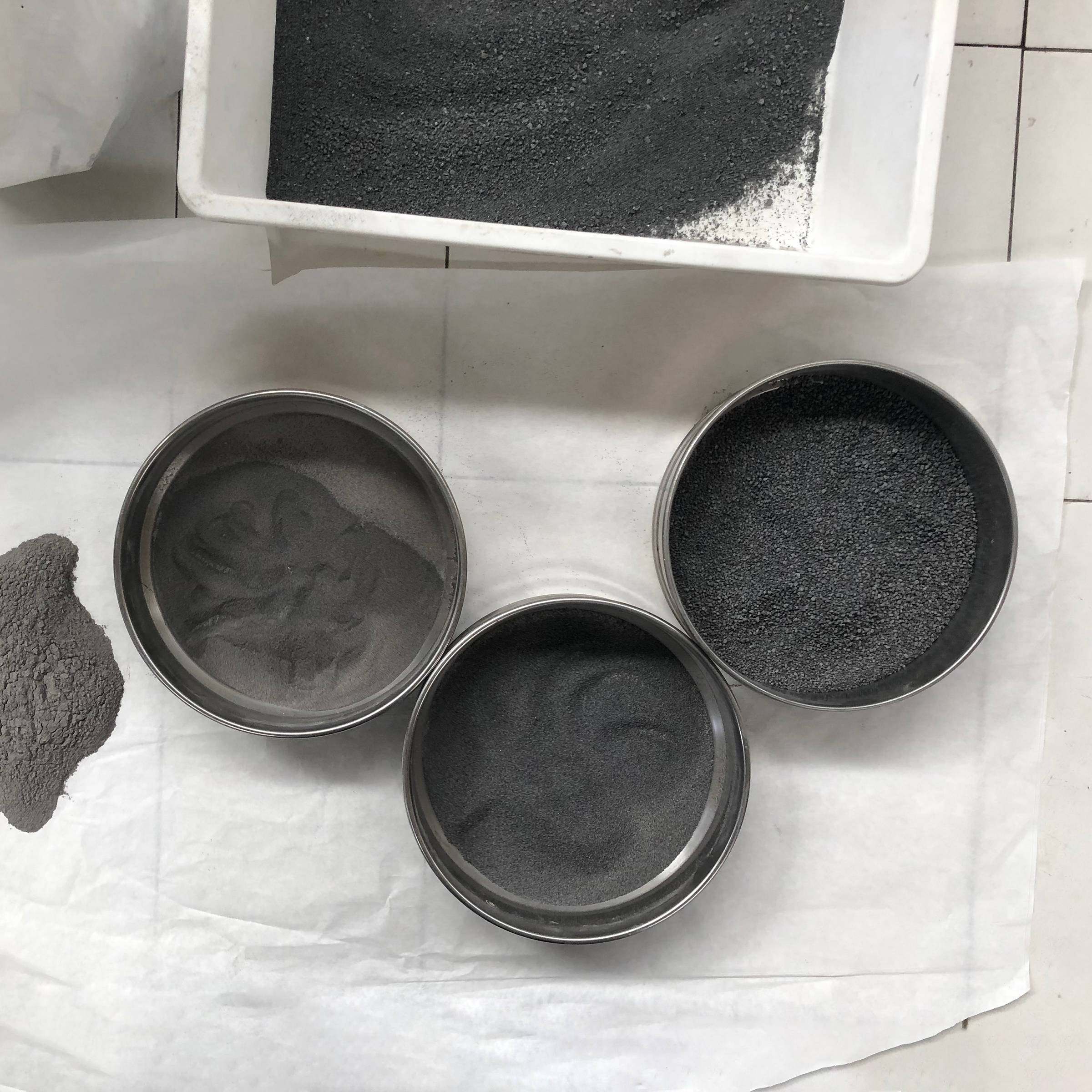 Volcanic ash in different particle sizes.